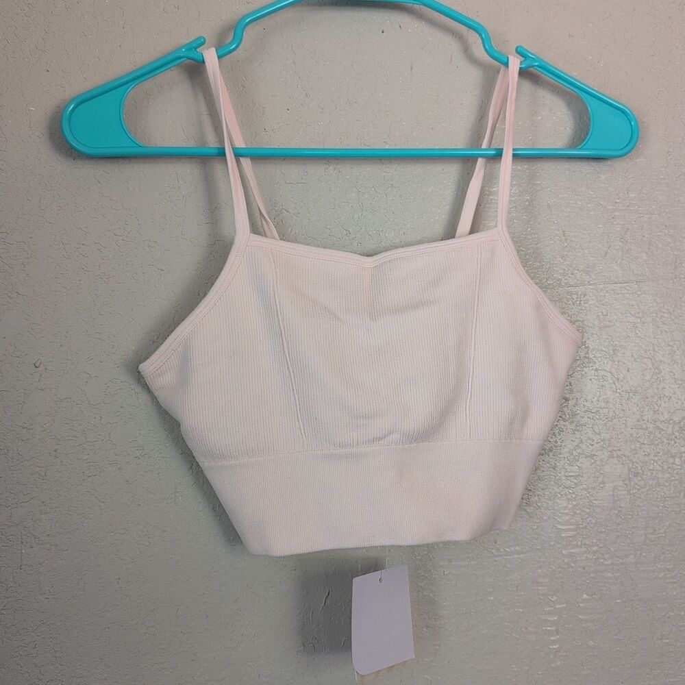Fabletics Cloud Seamless Midi Bralette Med Light Pink Ribbed NWT
